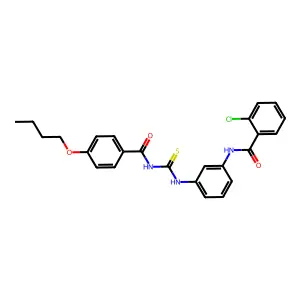 N-[3-[(4-butoxybenzoyl)carbamothioylamino]phenyl]-2-chlorobenzamide structure