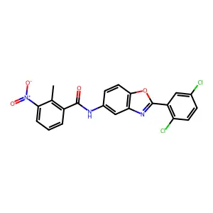 N-[2-(2,5-dichlorophenyl)-1,3-benzoxazol-5-yl]-2-methyl-3-nitrobenzamide structure