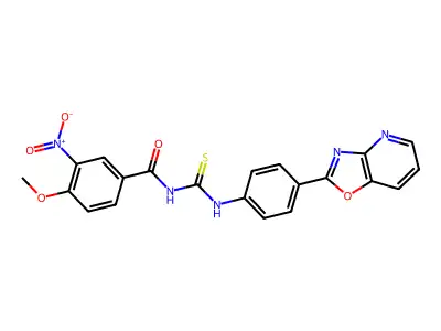 4-methoxy-3-nitro-N-[[4-([1,3]oxazolo[4,5-b]pyridin-2-yl)phenyl]carbamothioyl]benzamide structure