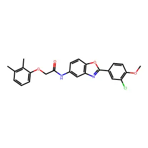 N-[2-(3-chloro-4-methoxyphenyl)-1,3-benzoxazol-5-yl]-2-(2,3-dimethylphenoxy)acetamide structure