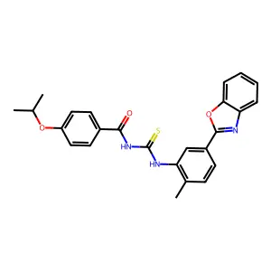 N-[[5-(1,3-benzoxazol-2-yl)-2-methylphenyl]carbamothioyl]-4-propan-2-yloxybenzamide structure