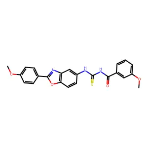3-methoxy-N-[[2-(4-methoxyphenyl)-1,3-benzoxazol-5-yl]carbamothioyl]benzamide structure