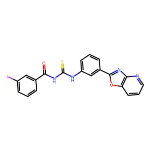 3-iodo-N-{[3-([1,3]oxazolo[4,5-b]pyridin-2-yl)phenyl]carbamothioyl}benzamide structure