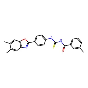 N-[[4-(5,6-dimethyl-1,3-benzoxazol-2-yl)phenyl]carbamothioyl]-3-methylbenzamide structure