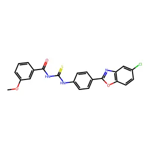 N-[[4-(5-chloro-1,3-benzoxazol-2-yl)phenyl]carbamothioyl]-3-methoxybenzamide structure