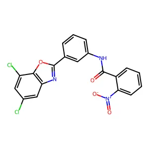 N-[3-(5,7-dichloro-1,3-benzoxazol-2-yl)phenyl]-2-nitrobenzamide structure