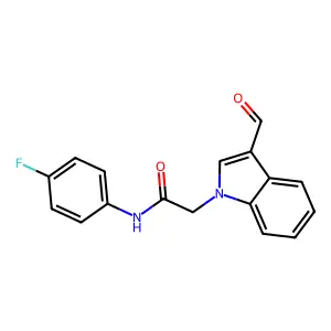 N-(4-fluorophenyl)-2-(3-formyl-1H-indol-1-yl)acetamide structure