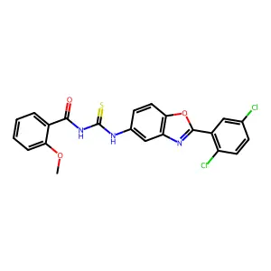 N-[[2-(2,5-dichlorophenyl)-1,3-benzoxazol-5-yl]carbamothioyl]-2-methoxybenzamide structure