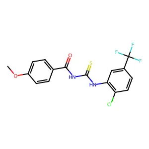 N-[[2-chloro-5-(trifluoromethyl)phenyl]carbamothioyl]-4-methoxybenzamide structure