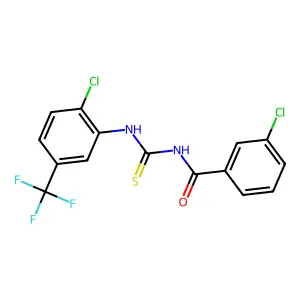 3-chloro-N-[[2-chloro-5-(trifluoromethyl)phenyl]carbamothioyl]benzamide structure