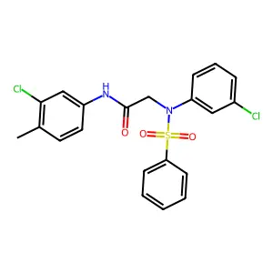 2-[N-(benzenesulfonyl)-3-chloroanilino]-N-(3-chloro-4-methylphenyl)acetamide structure