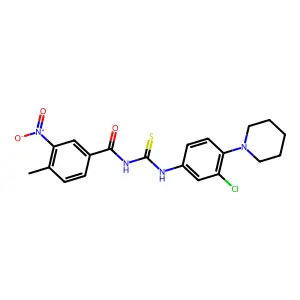 N-[(3-chloro-4-piperidin-1-ylphenyl)carbamothioyl]-4-methyl-3-nitrobenzamide structure