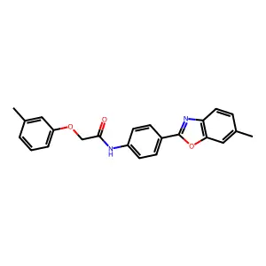 N-[4-(6-methyl-1,3-benzoxazol-2-yl)phenyl]-2-(3-methylphenoxy)acetamide structure