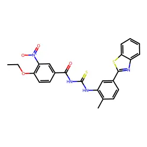 N-[[5-(1,3-benzothiazol-2-yl)-2-methylphenyl]carbamothioyl]-4-ethoxy-3-nitrobenzamide structure