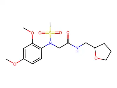 2-(2,4-dimethoxy-N-methylsulfonylanilino)-N-(oxolan-2-ylmethyl)acetamide structure