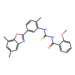 N-[[5-(5,7-dimethyl-1,3-benzoxazol-2-yl)-2-methylphenyl]carbamothioyl]-2-methoxybenzamide structure