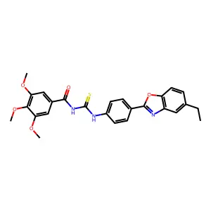 N-[[4-(5-ethyl-1,3-benzoxazol-2-yl)phenyl]carbamothioyl]-3,4,5-trimethoxybenzamide structure