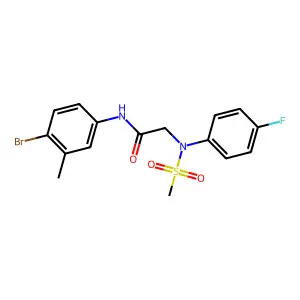 N-(4-bromo-3-methylphenyl)-2-(4-fluoro-N-methylsulfonylanilino)acetamide structure