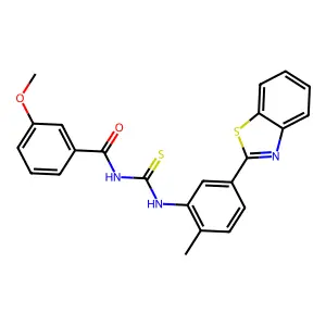 N-[[5-(1,3-benzothiazol-2-yl)-2-methylphenyl]carbamothioyl]-3-methoxybenzamide structure