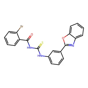 N-[[3-(1,3-benzoxazol-2-yl)phenyl]carbamothioyl]-2-bromobenzamide structure