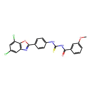N-[[4-(5,7-dichloro-1,3-benzoxazol-2-yl)phenyl]carbamothioyl]-3-methoxybenzamide structure