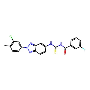 N-[[2-(3-chloro-4-methylphenyl)benzotriazol-5-yl]carbamothioyl]-3-fluorobenzamide structure