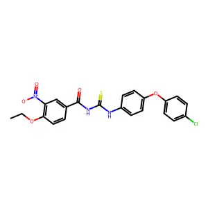 N-[[4-(4-chlorophenoxy)phenyl]carbamothioyl]-4-ethoxy-3-nitrobenzamide structure