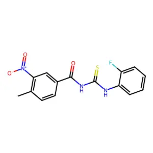 N-[(2-fluorophenyl)carbamothioyl]-4-methyl-3-nitrobenzamide structure
