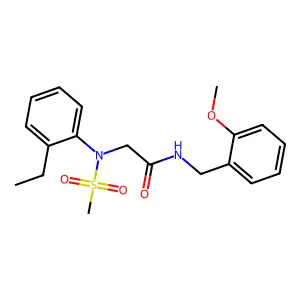 2-(2-ethyl-N-methylsulfonylanilino)-N-[(2-methoxyphenyl)methyl]acetamide structure