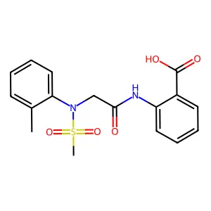 2-{[N-(2-methylphenyl)-N-(methylsulfonyl)glycyl]amino}benzoic acid structure