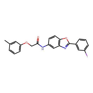 N-[2-(3-iodophenyl)-1,3-benzoxazol-5-yl]-2-(3-methylphenoxy)acetamide structure