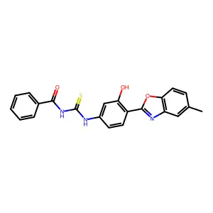N-{[3-hydroxy-4-(5-methyl-1,3-benzoxazol-2-yl)phenyl]carbamothioyl}benzamide structure