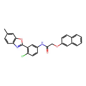 N-[4-chloro-3-(6-methyl-1,3-benzoxazol-2-yl)phenyl]-2-(naphthalen-2-yloxy)acetamide structure