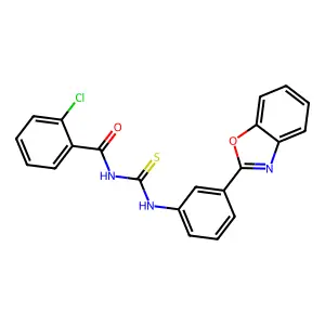 N-[[3-(1,3-benzoxazol-2-yl)phenyl]carbamothioyl]-2-chlorobenzamide structure