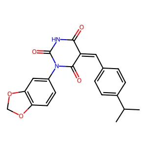 (5E)-1-(1,3-benzodioxol-5-yl)-5-[(4-propan-2-ylphenyl)methylidene]-1,3-diazinane-2,4,6-trione structure
