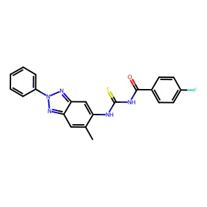 4-fluoro-N-[(6-methyl-2-phenylbenzotriazol-5-yl)carbamothioyl]benzamide structure