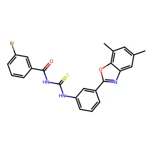 3-bromo-N-[[3-(5,7-dimethyl-1,3-benzoxazol-2-yl)phenyl]carbamothioyl]benzamide structure