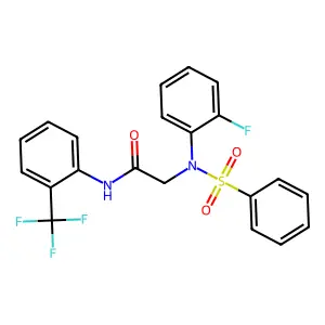 2-[N-(benzenesulfonyl)-2-fluoroanilino]-N-[2-(trifluoromethyl)phenyl]acetamide structure