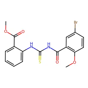 Methyl 2-({[(5-bromo-2-methoxyphenyl)carbonyl]carbamothioyl}amino)benzoate structure