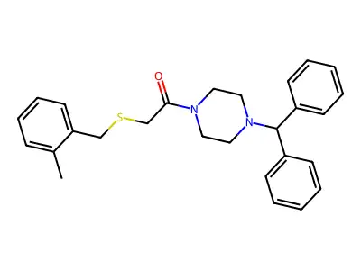 1-(4-Benzhydrylpiperazin-1-yl)-2-[(2-methylphenyl)methylsulfanyl]ethanone structure