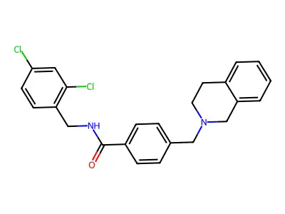 N-(2,4-dichlorobenzyl)-4-(3,4-dihydroisoquinolin-2(1H)-ylmethyl)benzamide structure