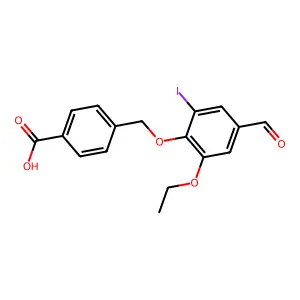 4-[(2-Ethoxy-4-formyl-6-iodophenoxy)methyl]benzoic acid structure