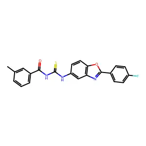 N-[[2-(4-fluorophenyl)-1,3-benzoxazol-5-yl]carbamothioyl]-3-methylbenzamide structure