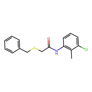 2-benzylsulfanyl-N-(3-chloro-2-methylphenyl)acetamide structure