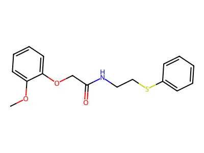 2-(2-methoxyphenoxy)-N-(2-phenylsulfanylethyl)acetamide structure