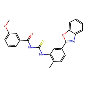 N-[[5-(1,3-benzoxazol-2-yl)-2-methylphenyl]carbamothioyl]-3-methoxybenzamide structure