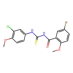 5-bromo-N-[(3-chloro-4-methoxyphenyl)carbamothioyl]-2-methoxybenzamide structure