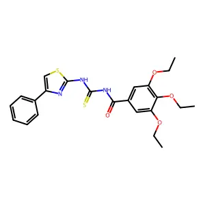 3,4,5-triethoxy-N-[(4-phenyl-1,3-thiazol-2-yl)carbamothioyl]benzamide structure