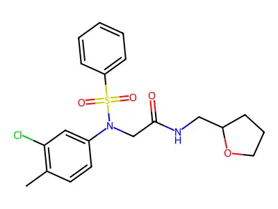 2-[N-(benzenesulfonyl)-3-chloro-4-methylanilino]-N-(oxolan-2-ylmethyl)acetamide structure