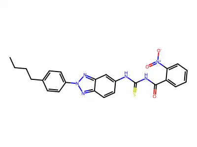 N-[[2-(4-butylphenyl)benzotriazol-5-yl]carbamothioyl]-2-nitrobenzamide structure